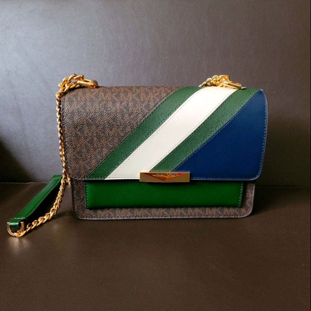 Michael Kors JADE SIGNATURE GUSSET SHOULDER BAG